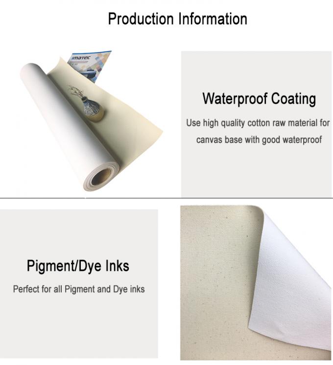 Pigment Dye Inks Inkjet Cotton Canvas Waterproof Matte Surface 360gsm