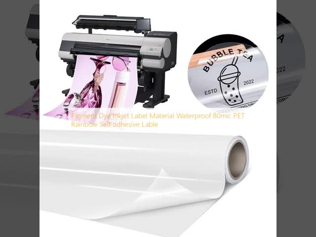 Pigment Dye Inkjet Label Material Waterproof 80mic PET Rainbow Self-adhesive Lable