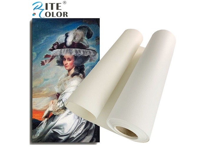 Digital Inkjet Poly Cotton Canvas 400gsm Glossy Wide Format For Pigment Dye Inks
