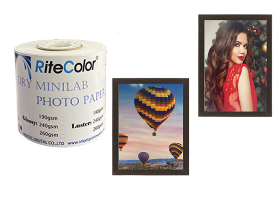 Drylab Inkjet Printing Photo Paper Roll Bright White RC Glossy For Fuji DX100